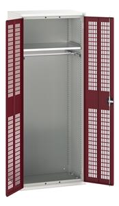 16926744.** verso ventilated door kitted cupboard with 1 shelf, 1 rail. WxDxH: 800x550x2000mm. RAL 7035/5010 or selected